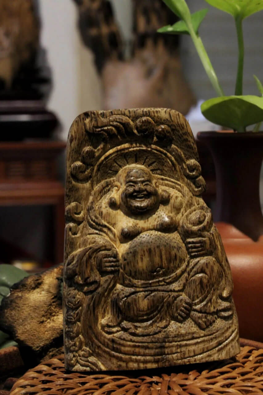 Buddha Statue Cambodia Agarwood- Decorate- Completely hand-carved by Fujian-Chinese artisans