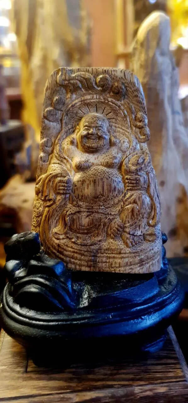 Buddha Statue Cambodia Agarwood- Decorate- Completely hand-carved by Fujian-Chinese artisans