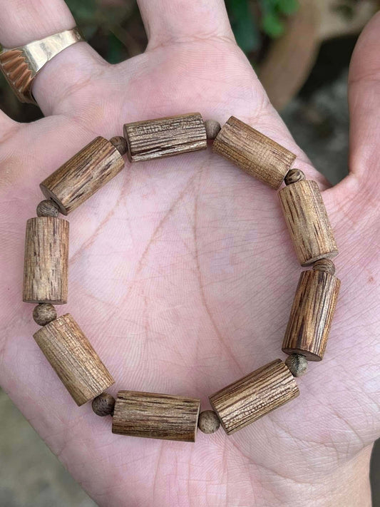 Wild Khanh Hoa Agarwood Bracelet- Round bamboo bead design - Cylindrical beads- Unisex fashion