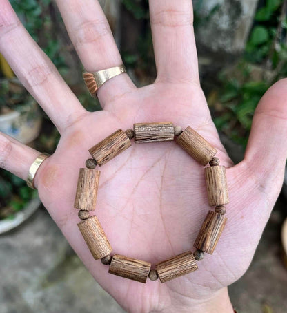 Wild Khanh Hoa Agarwood Bracelet- Round bamboo bead design - Cylindrical beads- Unisex fashion